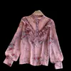 Style Chiffon Puff Sleeve Shirt Women's Spring Clothes Female Sweet Fungus Blusa Pressed Floral Bluose C219 210506