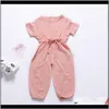 JumpsuitsRompers Babykleding Baby Kinderen Moederschap Drop Levering 2021 Rompertjes Solid Lantaarn Broek 6 Kleuren Korte Mouw Back Button Katoen FO