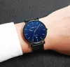 Unisex presentklockor Crrju Mens Blue Dial Mesh Klockor Ultra Tunna Casual Quartz Titta på Män Sport Datum Klocka Relogio Masculino 210517