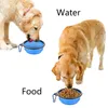 Vikbar husdjur hund katt utfodring skålar utomhus bärbar camping tpe folding skål vatten maträtt hundskål