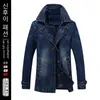 Heren Trench Coats Midd Lengte Denim Windscheper Spring herfst Jeugd Mannelijk bedrijf Handige jas Men Casual Solid Color Jean