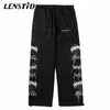 Lenstid Homens Hip Hop Lightning Impresso Baggy Basculantes Calças Harajuku Streetwear Sweardpants Casual Verão Harem Track Calças 210930