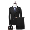 Ternos masculinos blazers (jaqueta + calça + colete) preto peito duplo 3 peças noivo doivo smoking para casamento formal terno terno festa noite blazer