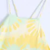 Summer Dress Yellow Print Halter Short es Women Sexy Cross Backless Strap Mini Woman Beach Sundresses 210519