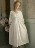 Primavera Verão Branco Algodão Camisetas Mulheres Soft Sexy Lingerie Lace Night Skirt Vintage Princesa Nightdress Plus Size 19532 210924