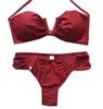 Damen-Bademode, sexy Bandeau-Bikini-Set, V-Form, Push-Up-Bademode, Badeanzug, Retro-Frauen, tiefer, fester Badeanzug, Bademode