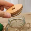 Bamboo Lids Reusable Mason Canning Caps with Straw Hole Non Leakage Silicone Sealing Wooden Covers Drinking Jar Supplies