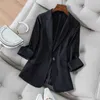 Hot Selling Blazers New Spring Summer Women's Jacket 2021 Chic OL Slim Blazer Femme Elegant Single Button Blue Black Office Suit X0721