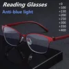 Sunglasses Fashionable Steel Leather Antiblue Full Frame Reading Glasses Business Computer For Elderly Men And Women3087935