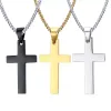 Délicat Hommes En Acier Inoxydable Croix Pendentif Colliers Hommes Lettre Gravée Avec Un Seul Coeur Religion Foi Crucifix Charme Chaîne En Titane Pour Cadeau