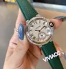 Classic Women multi-function Quartz Stopwatch Stainless Steel Roman digital dial Green Leather lady Mother of Pearl watches 36mm