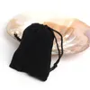 Fashion Flannel Bags Drawstring Black Velvet Smycken Pouches Mobile Power Multi Storlek Förpackning Presentväska