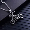 Stainless Steel Jewelry Ghost Skull Head Motorcycle Pendant Skeleton Biker Necklace Soul Chariot Men's Punk Gothic Necklace