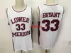 Hombres # 33 Bryant Lower Merion Headgear Maroon High School Retro baloncesto Jersey S-XXL