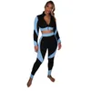 Women Fitness Tracksuits Printed Two Pieces Outfits Designer Clothes 2021 Zipper Cardigan Long Sleeve Pants Ladies 2 Piece Jogger Running Sets