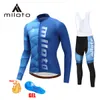 2024 miloto Blue Team Winter Radfahren Jersey Set Fahrrad Kleidung Atmungsaktiv Männer Thermo Fleece Langarm Shirt Bike Trägerhose B10