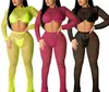 Neon Fishnet сетка ясных двух частей набор женщин летняя одежда без спинки толпы и брюки сексуальные 2 Pice плавать пляжные наряды женские трексуиты