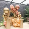 Party Decoration 96pcs Morandi Peach Chrome Rose Gold Balloon Garland For Wedding Birthday Christmas Balloons Decorations Set