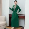 Vestido de longo festa asiático novo vestuário estilo coreano moderno Hanbok fêmea vintage étnico padrão traje elegante vestido