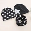 Baby Chapéu Cachecol Set Sólido Tampão Cor Para Meninos Meninas Algodão Crianças Beanie Estrela Impresso Crianças Caps Cachecóis Inverno Primavera 3 Pcs