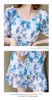 Elegant kort klänning Kvinnor Sommarblomma Tryck Sexig V-Neck Puff Sleeve Beach Casual Ruffles Mermaid Mini Dress Kvinna Vestidos 210518