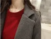 Hanorange primavera outono moda feminina lã long slim estudantes engrossar casaco mulheres adjocos cinza / escuro azul 210930