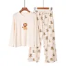 Kvinnlig pyjamas set för vår sommar höst kanin lejon trycktecknad design kvinna pijamas set för hem pijama navidad 211007