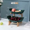 Sala de estar Plástico Armazenamento Recipiente Placa de frutas Jardim Snack Decoração Decoração Prato Da Tarde-Chá Three-Layer Bolo Cesta Pratos 211027