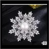 Pins Fashion Women Big Pearl -broches Flower Crystal Rhinestone Snowflake Broche Gold Sier Cor For Lady Gift Designer Sieraden 3S4 4FKE1