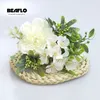 1 Bouquet Camellia Artificial Peony Rose Flowers Silk Fake flores Wedding Flower DIY Home Garden Party Office Decoration Y0630