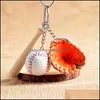 Sleutelringen Sieraden Promotionele Geschenken Simatie Baseball Chain Lederen Softbal Sport Sleutelhanger Groothandel Spot Drop Levering 2021 8W3FY