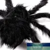 Super stor plysch spindel gjord av tråd och plysch svart och multicolour stil för fest eller halloween dekorationer 1pcs