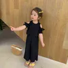 グーポソン夏のファッション韓国の子供服の女の子肩の上の脚のズボン小さな子供服セット女の子服G220310