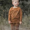 Enkelibb CRU Çocuklar Desen Kazak Pantolon Eşleştirme Erkek Uzun Kollu Casual Sonbahar Kış Çocuk Giysileri için Tops 211110