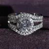 2022 Choucong Brand Wedding Ournings Luksusowa biżuteria 925 srebrny okrągły cut White Topaz CZ Diamond Stones Eternity Party WOM271E