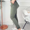 Spring Summer Autumn Casual Slim Solid Thin Pants For Women High Waist Black Army Green Trousers 210915