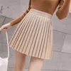 Casual Summer Women Mini Skirt High Waist Black Pleated s Korean Y2K Fashion School PU Streetwear Short 210621