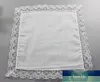 Pure White Hankerchiefs with Lace Plain DIY Print Draw Hankies Cotton Handkerchiefs Pocket Square 23*25 cm Factory price expert design Quality Latest Style Original