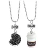 Cute Coffee Cup Cookies Pendant Neckalce for Women Best Friends Unisex Gifts Jewelry Food 2pcs Friendship Chain Necklaces