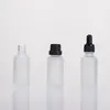Botella de aceite esmerilado blanco de 30 ml, cuentagotas transparente, dividida en pequeños frascos de esencia cosmética
