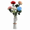 1 stücke Keramik Weiß Hand Vase Nordic Stil Home Office Decor Kreative Pflanze Blume Floral Zusammensetzung Wohnzimmer Ornamente 211215