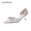 Sophitina zoete stijl doek vrouwen schoenen pompen hoge hakken dunne vlinder-knoop dressing mooie zomer puntige teen fo13 210513
