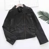 Women PU Faux Leather Coat Autumn Winter Zipper Soft Jackets Black Slim Cool Lady 210428