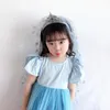 Haaraccessoires 2022 Easter Crown Jewel Girl Little Princess Headband Double Tule Bridal Veil Veil Krans Lace Wedding Banket