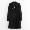 여성 패션 더블 브레스트 트위드 드레스 스타일 재킷 우아한 숙녀 칼라 칼라 긴 소매 코트 210520