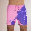 Men's Shorts Color Changing Swim For Boys Bathing Suits Quick Dry Beach Swimming Trunks Water Discoloration Board
