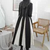 [EAM] Women Black Contrast Color Long Dress Turtleneck Long Sleeve Loose Fit Fashion Spring Autumn 1DD6129 21512
