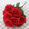 Couronnes de fleurs décoratives, Bouquet de roses artificielles en soie, fausses Roses bleues, décoration de mariage, de maison, de noël