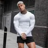 Hommes Gym Fitness T-shirt Compression Maigre Bodybuilding t-shirt Muscle Automne À Manches Longues Sport Entraînement Tee Tops Marque Vêtements 210421