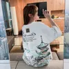 Men T-shirt Hip Hop Streetwear Chinese Landscape Painting Printed T-shirt Harajuku Cotton Short Sleeve White Tops Tees 210527